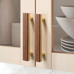 Basis keukenkastdeur trekt knop walnoot moderne meubels hardware massieve houten knoppen en handgrepen voor laden zwart massief messing