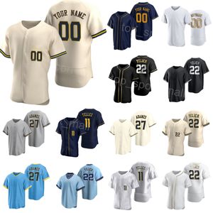 Baseball 22 Christian Yelich Jersey 27 Willy Adames 9 Brian Anderson 11 Rowdy Tellez 0 Brice Turang 28 Joey Wiemer 39 Corbin Burnes 6 Lorenzo Cain Personnalisé Homme Femme N-J-R