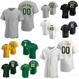 Baseball 22 Maillots Ramon Laureano 49 Ryan Noda 21 Conner Capel 25 Brent Rooker 4 Kevin Smith 15 Seth Brown 26 Sheldon Neuse 8 Jed Lowrie Numéro de nom personnalisé Hommes Jeunesse Y-D-J