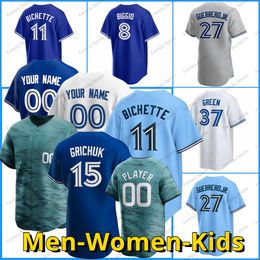 Custom 27 Vladimir Guerrero Jr. honkbalshirt 11 Bo Bichette Alejandro Kirk Alek Manoah Matt Chapman Springer Drury Hernandez Cavan Biggio Pearson 13 Brandon Belt