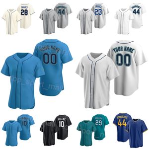 Baseball 44 Julio Rodriguez Jersey 23 Ty France 35 Teoscar Hernandez 28 Eugenio Suarez 10 Jarred Kelenic 29 Cal Raleigh Cool Base Custom Name Number Man Woman S-S