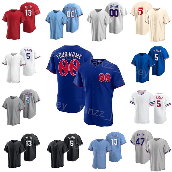 Baseball 47 Josh Smith Jersey 13 Brad Miller 3 Leody Taveras 16 Travis Jankowski 5 Corey Seager 20 Ezequiel Duran 59 Brett Martin 32 John King Flexbase Hommes Femmes Y-Q-B