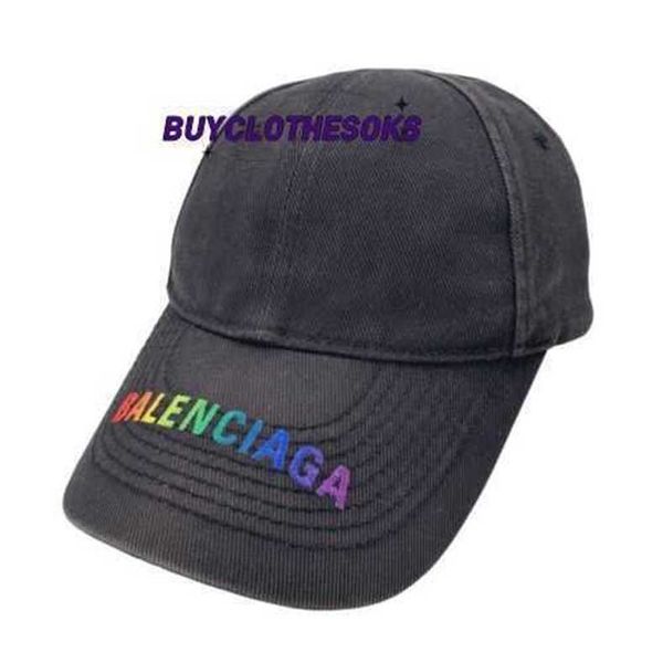 Concepteurs de casquette de baseball chapeaux luxurys sport style baseballcaps chapeau cadeau blnciaga arc-en-ciel logo chapeau de baseball noir l 210426 yu wl