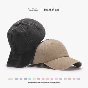 Baseballpet, artistieke softtop voor dames, zwarte hoed, zomerse antieke stijl, herengewassen katoenen eendenbill pet
