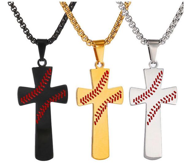 Collier croix de baseball pour femmes et hommes en acier inoxydable verset biblique colliers religion chrétienne bijoux cadeau pour amoureux