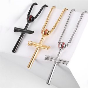 Collier croix de Baseball pour hommes, pendentif Hip Hop, bijoux Rap, collier pendentif croix