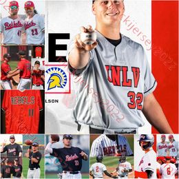 Baseball Custom Stitched UNLV Baseball Jersey Eric Bigani Josh Sharman Josh Ibarra Noah Beal Noah Mattera Troy Balko Joey Acosta UNLV Runnin 'Rebels Jerseys