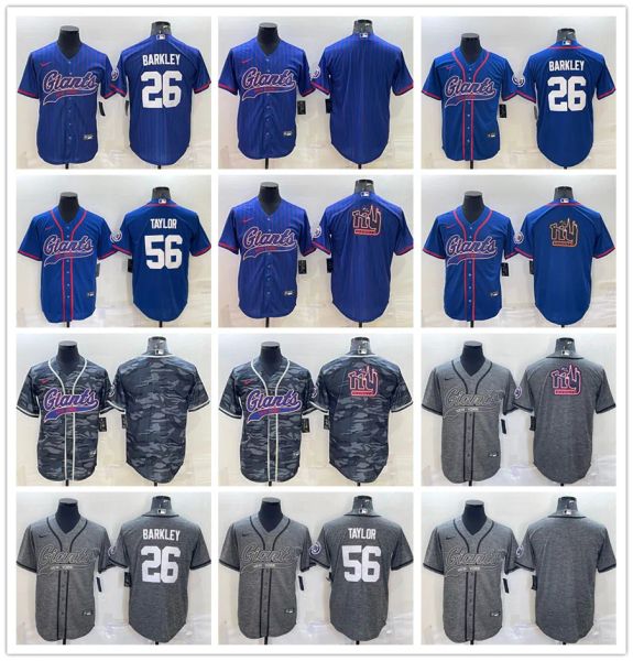 Baseball Footall Jersey Lawrence Taylor # 56 Saquon Barkley # 26 New Yorkgiansmen Blank Blue Cool Base Ed