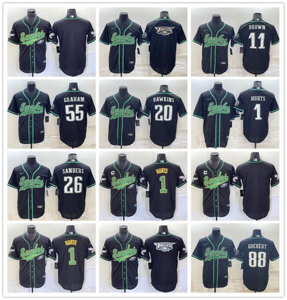 Baseball Footall Jersey Philadelphiaeaglesmen Jason Kelce Brandon Graham Jalen blesse Brian Dawkins Black Cool Base Ed