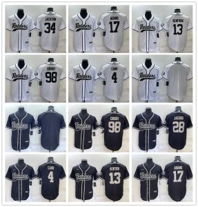 Maillot de football de baseball Las Vegas''raiders''men Davante Adams # 17 Bo Jackson # 34 Maxx Crosby # 98 Black Hunter Renfrow Cool Base Ed