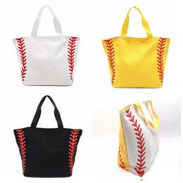 Baseball Handtassen EUR Grote capaciteit Sport Canvas Bag Girls Tote Tassen Yellow White Handtassen Teamspelers Accessoires P1118
