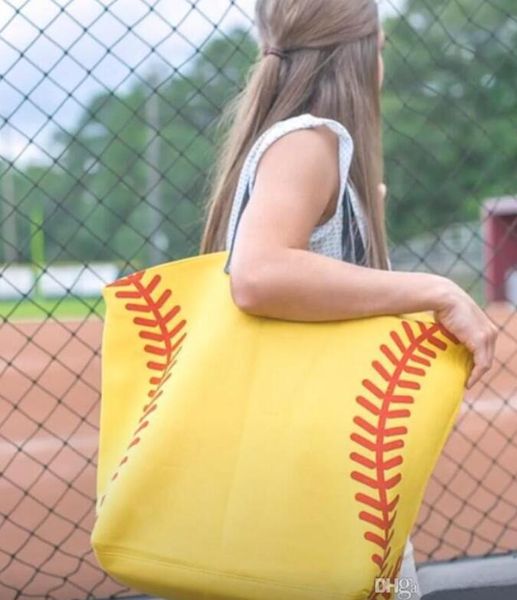 Sacs à main de baseball Eur grande capacité Sport sac en toile filles sacs fourre-tout jaune blanc sacs à main joueurs d'équipe accessoires C1122