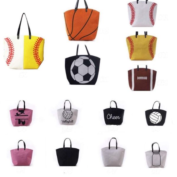 Sacs à main de baseball Femmes Sacs en toile DIY Grands sacs de sport Filles Sacs fourre-tout Sacs à main de mode Accessoires de jeu 15 modèles 20pcs DHW3450