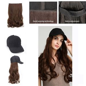 Baseball Hat Synthétique Long Wavy Extensions avec un nouveau style intergrate Cap Extension Hair Y200714