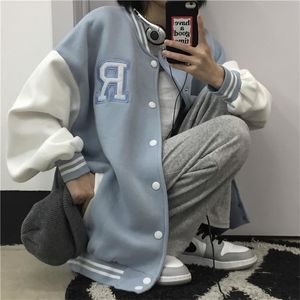 Baseball Jas Vrouwen Casual Brief Print Oversized Heren Jas Hip Hop Koppels Losse Varsity Jassen Harajuku Bomberjacks 211025