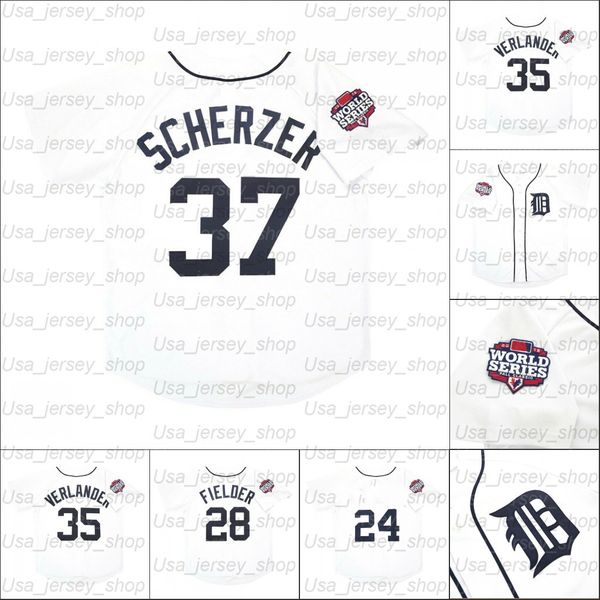 Camiseta de béisbol retro 2012 Camisetas de local de los Tigres 37 Max Scherzer 24 Miguel 35 Justin Verlander 28 Prince Fielder