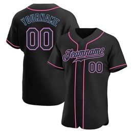 Baseball jersey Custom Black Pink-Light Blue Authentic 2412432