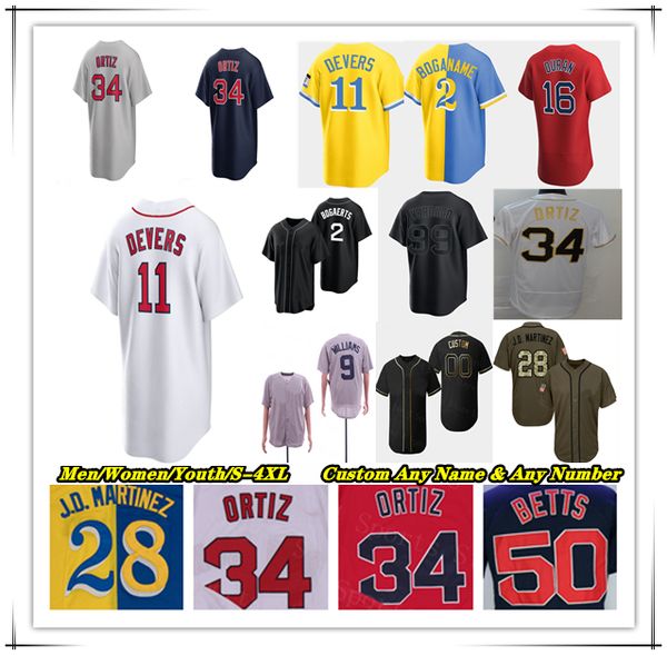 Maillot de baseball Jarren Duran Christian Arroyo Rob Refsnyder Reese Mcguire Enmanuel Valdez Raimel Tapia Tanner Houck Brayan Bello Manny Ramirez Pedro Martinez