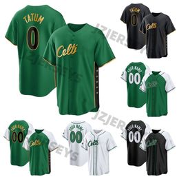 Jersey de béisbol Jayson Tatum Larry Bird Jaylen Brown Marcus Smart Kevin Garnett Paul Pierce Boston Camisa cosida