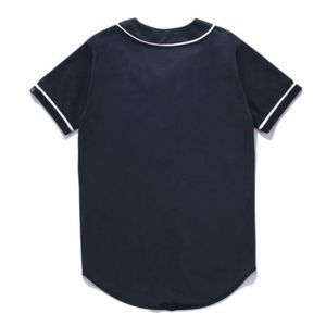 Maillot de Baseball à rayures pour hommes, chemises de rue à manches courtes, chemise de Sport noire et blanche, XAB704