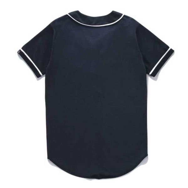 Maillot de Baseball à rayures pour hommes, chemises de rue à manches courtes, chemise de Sport noire et blanche, XAB3001