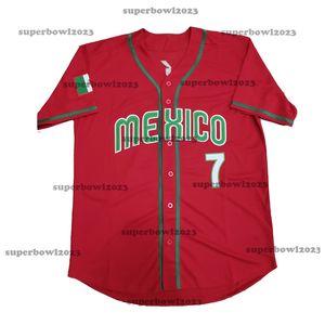 Jersey de baseball Mexique 7 Urias 56 Arozarena Japon 16 Ohtani Jerseys Sports Outdoor Couture Broderie Rouge Blanc 2023 Monde Wbc