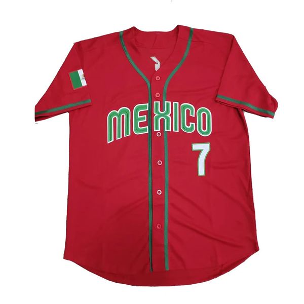 Jersey de béisbol México 7 URIAS 56 AROZARENA Japón 16 OHTANI Costura Bordado Jerseys Deportes Al aire libre Rojo Blanco Mundo WBC 240228