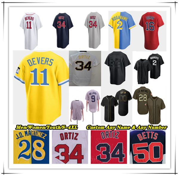 Baseball Jersey Rafael Devers David Ortiz Alex Verdugo Justin Turner Enrique Hernandez Masataka Yoshida Triston Casas Chris Sale Connor Wong Red Ted Williams