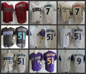 Maillot de Baseball serpent à sonnette #7 Corbin Carroll 51 JOHNSON 9 WILLIAMS hommes femmes jeunes