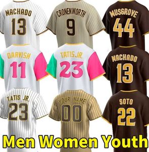 Maillot de baseball S-6xl Fernando Tatis Jr. Xander Manny Hado Juan Soto Tony Gwynn Musgrove Cronenworth Kim Cruz Darvish Hader Hommes Femmes