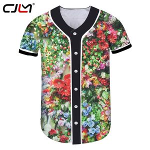 Honkbal Jersey Shirt Heren Slim Fit 3D Printing Bloemen mooie Casual Big Size Kleding Unisex Button Tshirt 220623