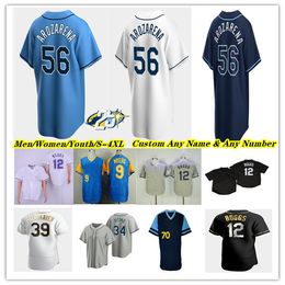 Maillot de baseball Taylor Walls Christian Bethancourt Francisco Mejia Luke Raley Harold Ramirez Manuel Margot Zach Eflin Jason Adam Josh Fleming RAYS Femmes Jeunes