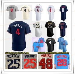 Camisetas de béisbol 11 Jorge Polanco 26 Max Kepler 4 Carlos Correa 25 Byron Buxton 18 Kenta Maeda 54 Sonny Gray 22 Miguel Sano 49 Pablo 48 Jorge López 15 Emilio Pagan