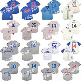 Maillots de baseball 1916 1942 1968 1900 Retro Vintage Baseball 21 Sammy Sosa Jersey 14 Ernie Banks 26 Billy Williams 10 Ron Santo Pullover Pinstripe Bleu Gris