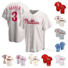Baseball Jerseys 2022 Vêtements d'automne Philadelphia 3 # Shirt à rayures blanches pour enfants du fan de football masculin brodé