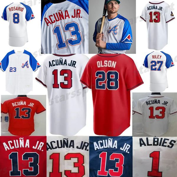 Jerseys de béisbol 2023 Custom City Connect Jersey 13 Ronald Acuña Jr2 7a Ustinr Ileym Atto Lsonh Arrisi es Pencers Tridero Zziea Lbiesj