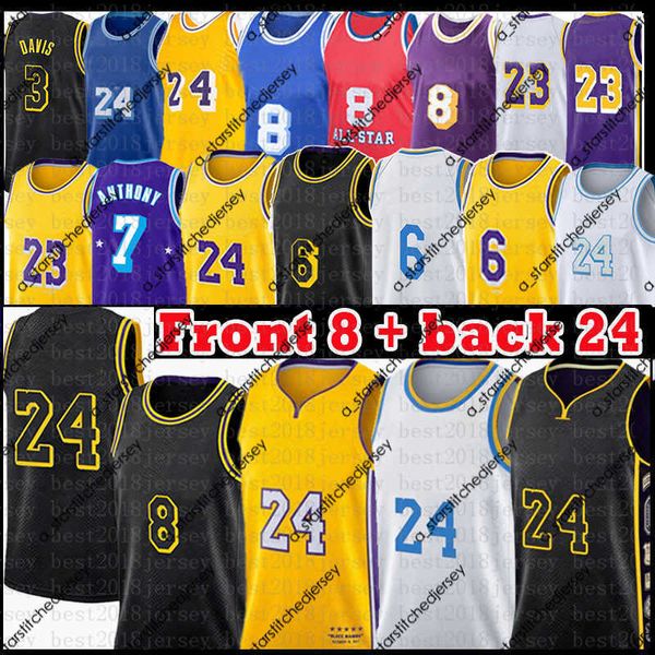 Maillots de baseball 23 6 Carmelo Anthony 24 8 Davis Basketball Jersey Space Jam 2 Tune Squad James Russell Westbrook Mamba Hommes Jeunesse Enfants Maillots Noir 75e