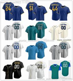 Maillots de baseball 76 Jose Caballero 0 Sam Haggerty 12 Evan White 16 Kolten Wong 85 Jonatan Clase 35 Teoscar Hernandez Cade Marlowe Dylan Moore Taylor Trammell Taille S-6XL