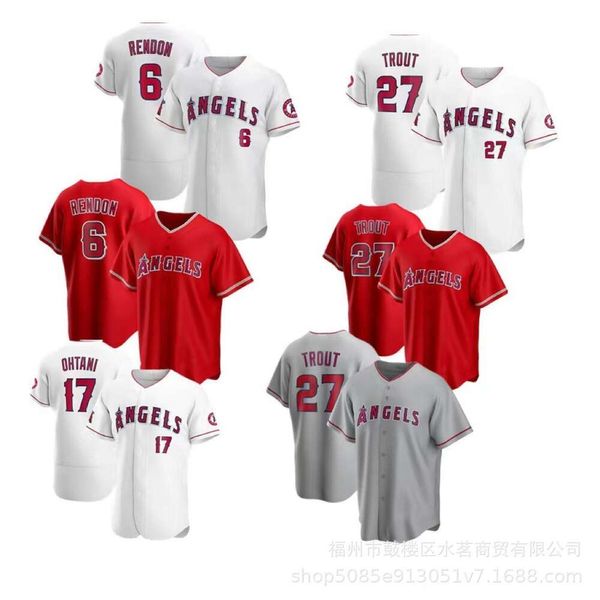 Jerseys de béisbol Angels Trout#27ohtani#17 Red, blanco, el jugador gris, uniforme