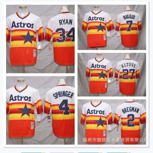 Baseball jerseys Astronaut Bregman#2Altuve#27#4#7 Edition Yellow White Red Uniform