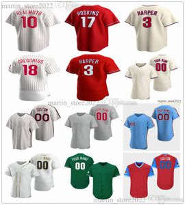 Maillots de baseball Bryce 3 Harper 7 Trea Turner 10 J.T. Realmuto 12 Kyle Schwarber 17 Rhys Hoskins 8 Nick Castellanos 27 Aaron Nola 45 Zack Wheeler 55 Ranger Suarez Taille S-6XL