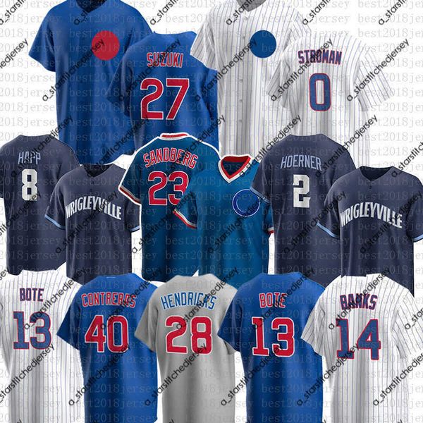 Maillots de baseball Maillot de baseball de Chicago Ryne Sandberg Marcus Stroman David Bote Nico Hoerner Ian Happ Ernie Banks Nick Madrigal Clint Frazier Jason Heyward