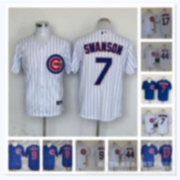 Baseball jerseys Cubs Swanson#7suzuki#27Chicago White Blue Elite Fan Match Jersey