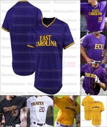 Maillots de baseball ECU East Carolina Pirates 4 Lane Hoover 14 Jake Agnos 18 Packard 19 Alec Burleson 42 Spencer Brickhouse blanc2414897