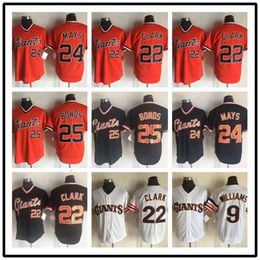 Baseball Jerseys Broidered Jersey for Giants 24 # Mays 22 # Kits d'entraînement sportifs Clark