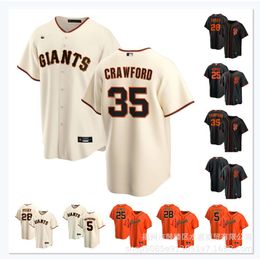 Baseball Jerseys Giants Crawford # 35 Yastrzemski # 5 CRAME BLACK ORANGE BRODERY Game Game