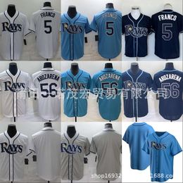 Baseball Jerseys Jogging Vêtements Jersey Rays Tampa Bay 5 # Franco 56 # Arozarena
