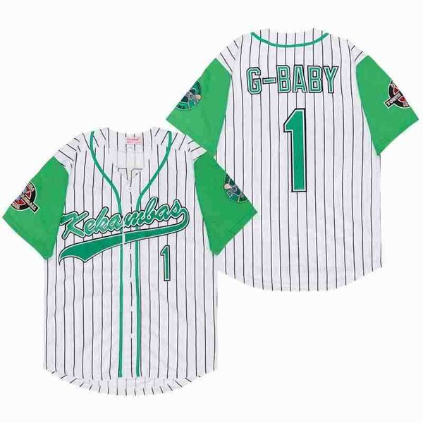 Maillots de baseball Kekambas Hommes # 1 G-Baby Jarius Evans Hardball Film Baseball Jersey Cousu Blanc Noir S-3XL