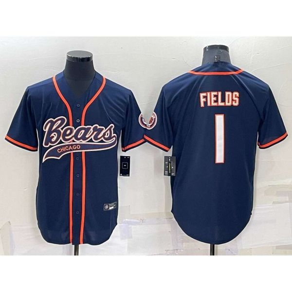 Baseball Jerseys Men's Pant's New Rugby Co Kits de marque Bears 1 # Fielos 34 # Payton Cardigan brodé