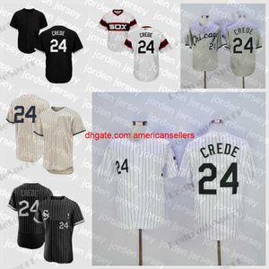Maillots de baseball Hommes 24 Joe Crede Vintage 2005 WS Chemises cousues noires et blanches